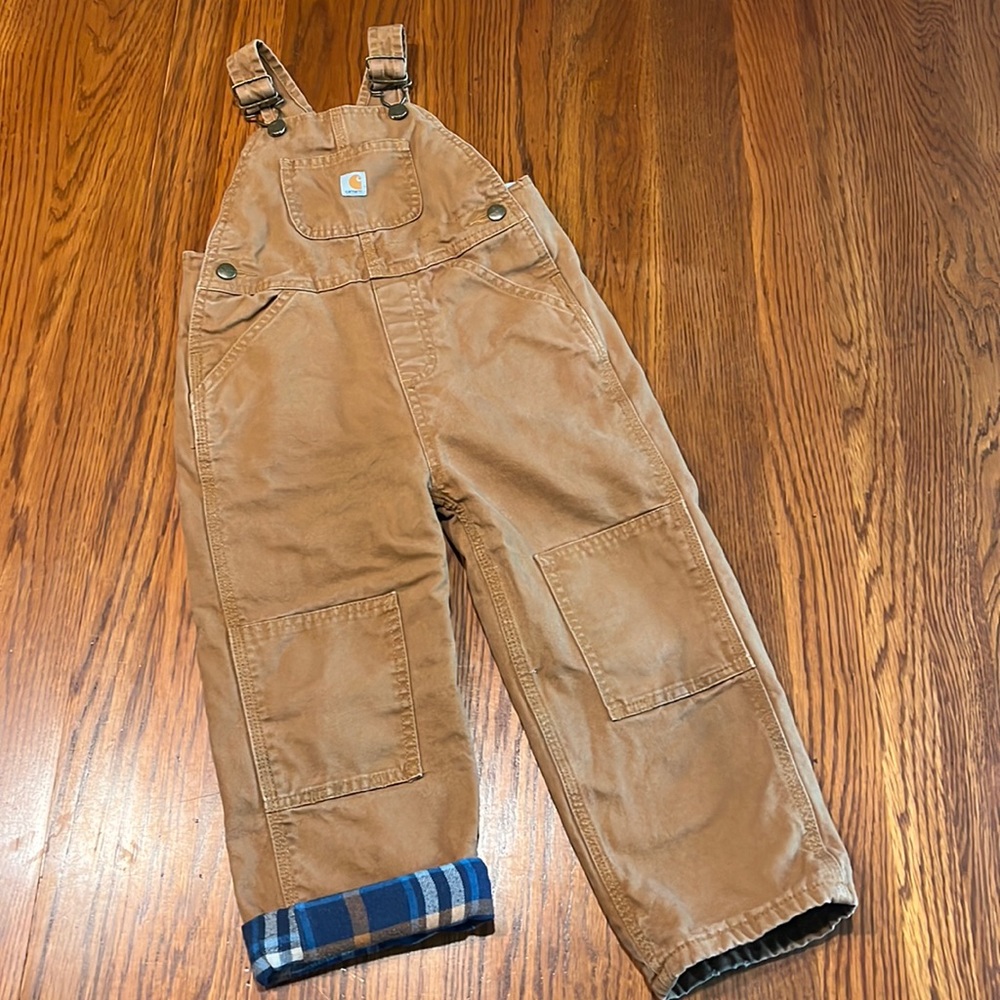 Toddler boys carhartt flannel lined overalls